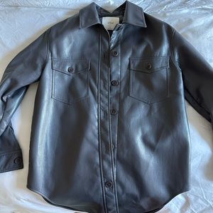 ARITZIA Wilfred faux leather shacket slate blue